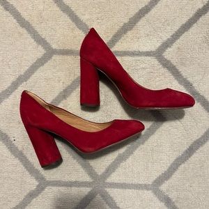 Coach red suede block heels